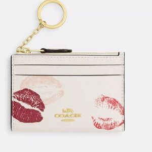 Coach Mini Id Skinny Case With Lips Print Wallet